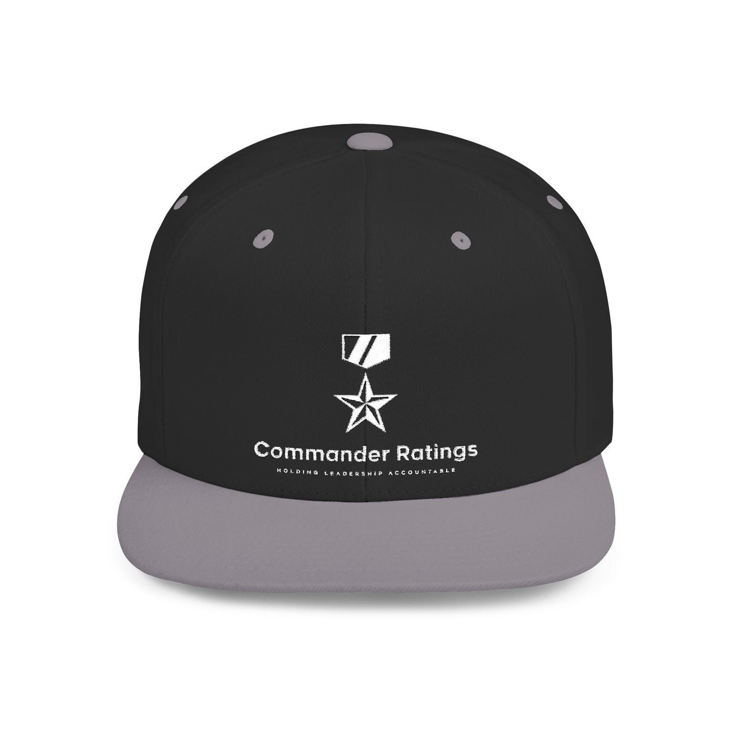 Commander Ratings Embroidered Flat Bill Snapback Hat