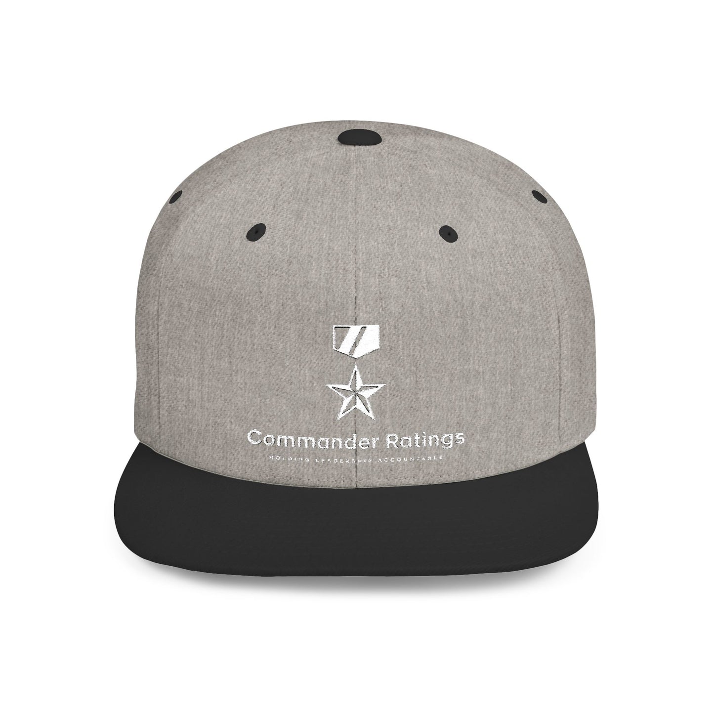 Commander Ratings Embroidered Flat Bill Snapback Hat