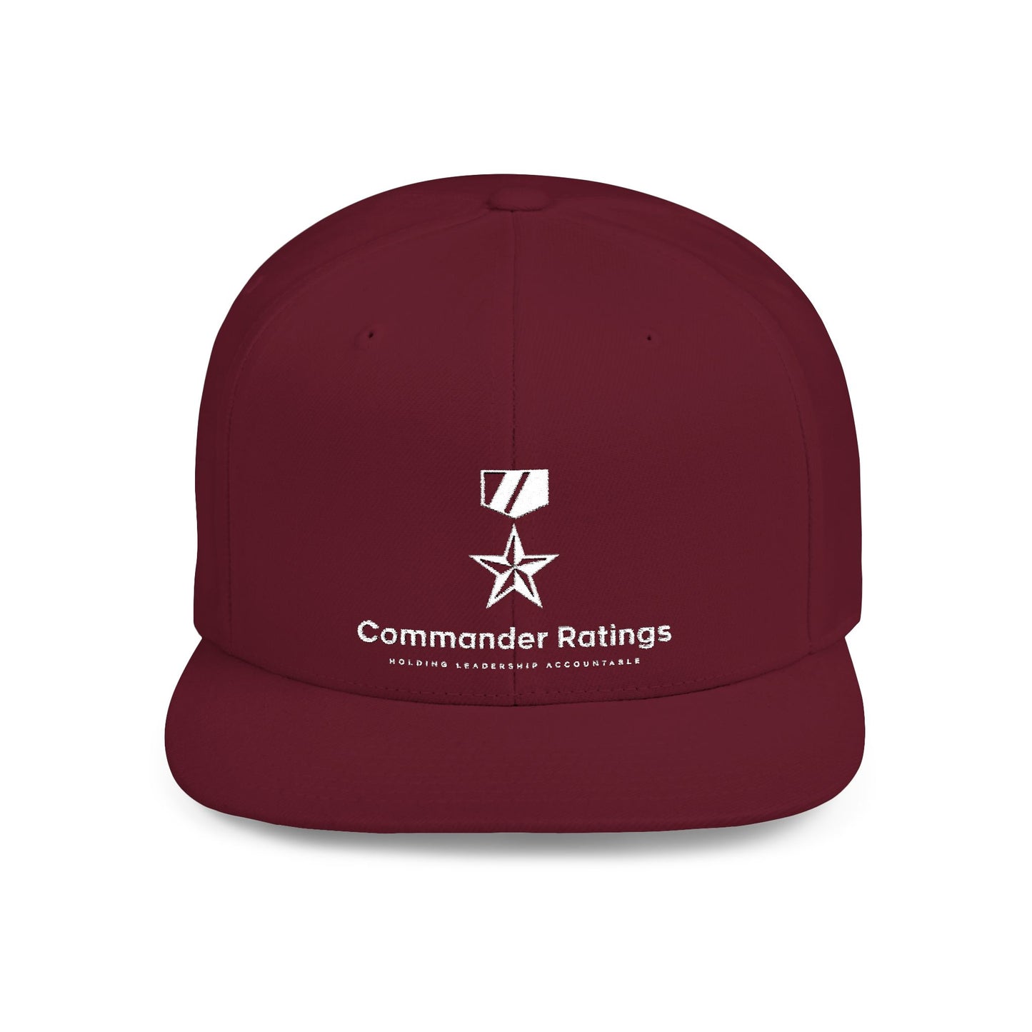Commander Ratings Embroidered Flat Bill Snapback Hat