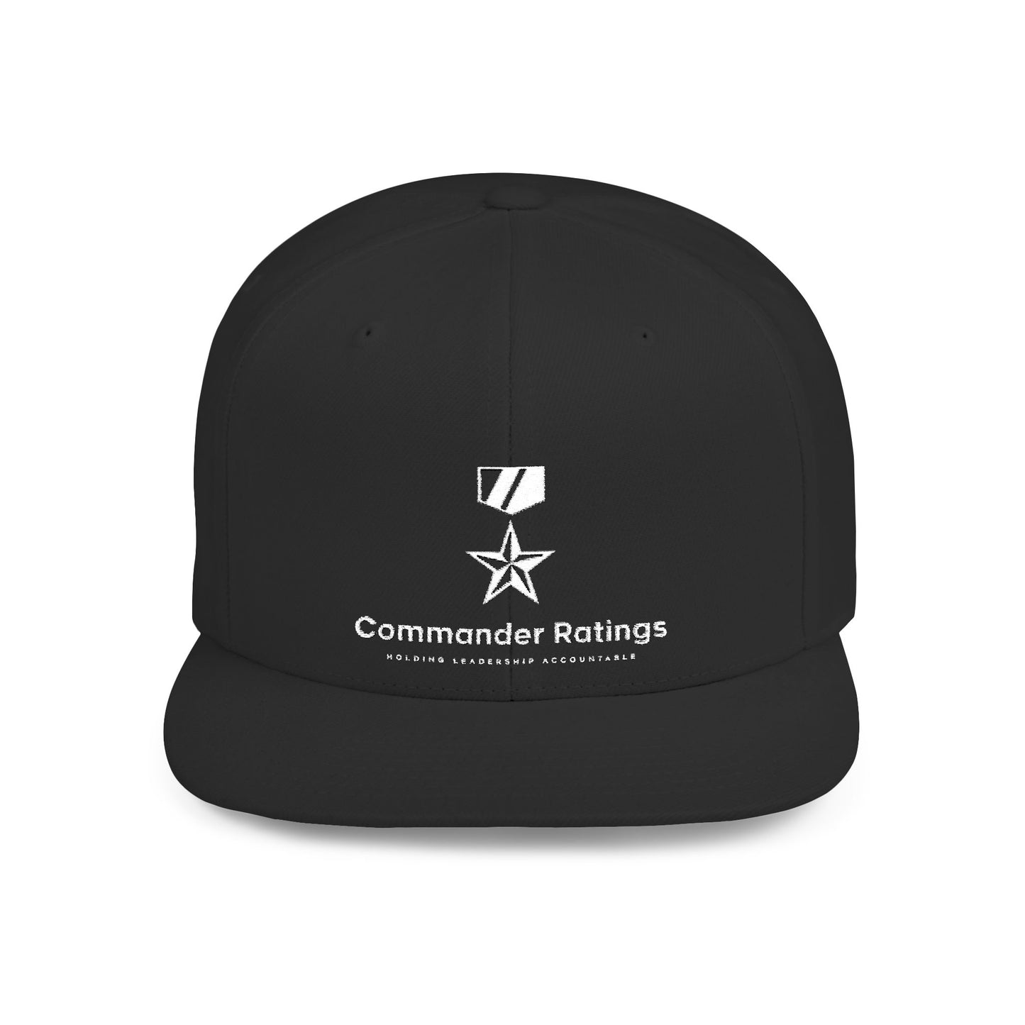 Commander Ratings Embroidered Flat Bill Snapback Hat
