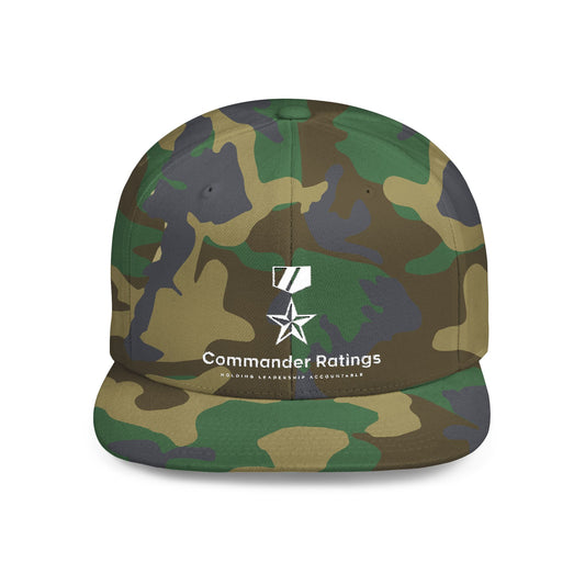 Commander Ratings Embroidered Flat Bill Snapback Hat